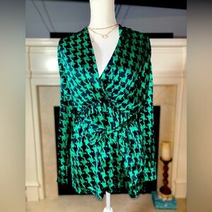 Size Large. Green and black short romper.